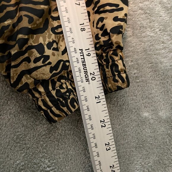 Vtg FUDA Women Animal Leopard Cheetah Silk Bomber Full Zip Structured Jacket M - Picture 11 of 12